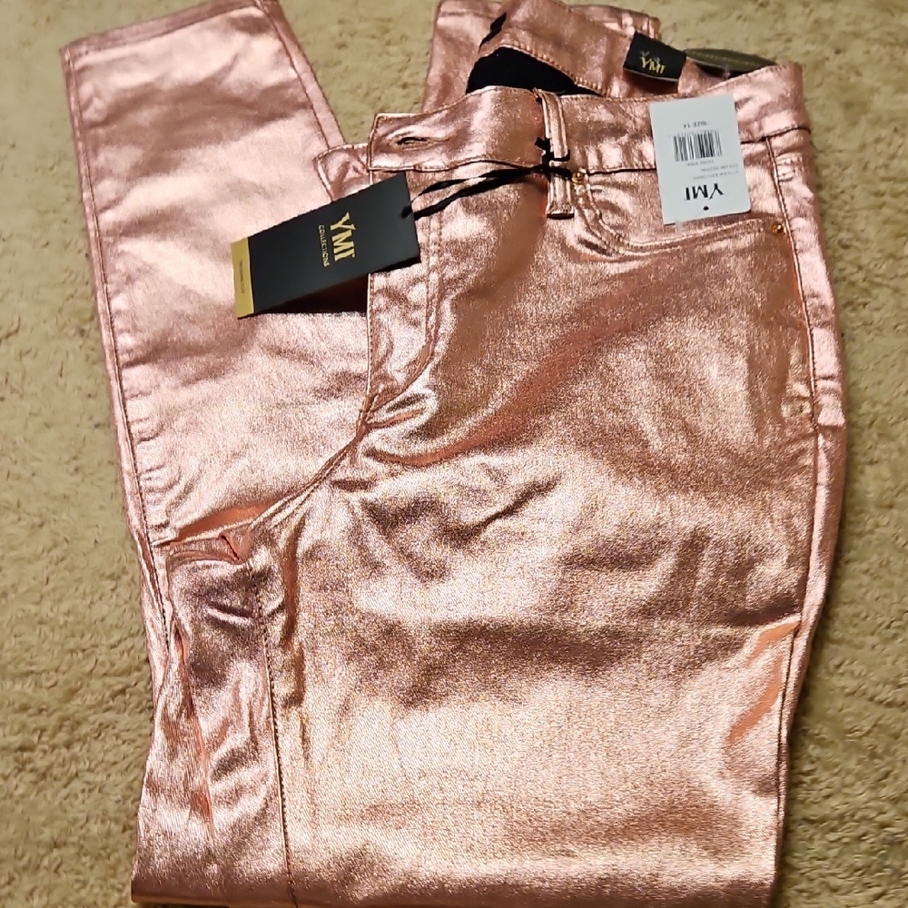 YMI Metallic Rose Straight Leg Jeans